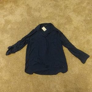 Navy blue button down shirt NWT